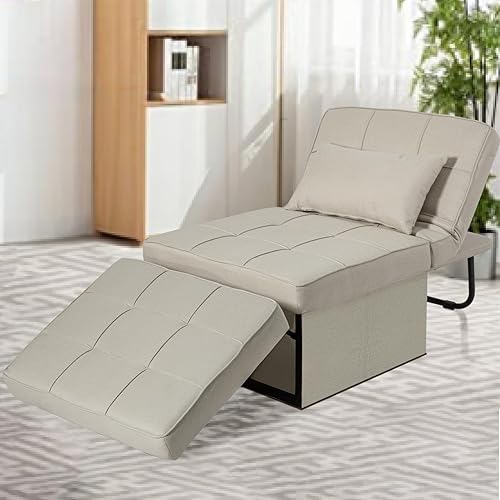 Silla cama cama, cama otomana convertible 4 en 1, sofá cama plegable con respaldo ajustable, no requiere montaje para apartamento, sala de estar y