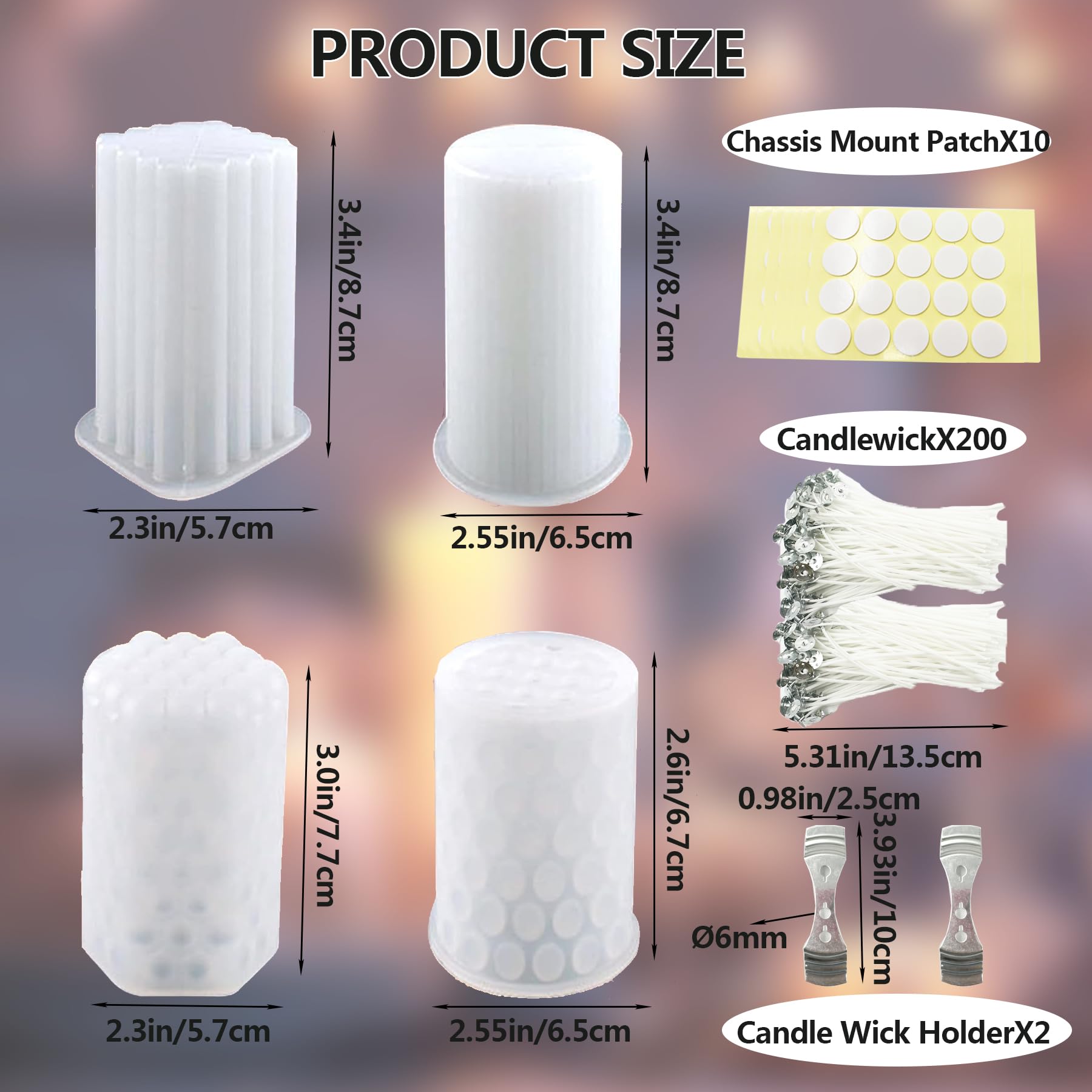 Kit De 4 Moules à Bougies En Silicone Alimentaire - Pour DIY, Savons, Décorations Maison Et Cadeaux - 6