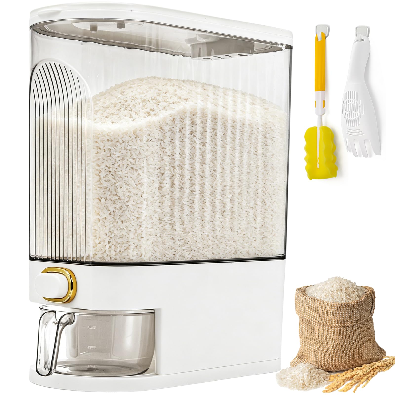 Cididu Clear Rice Holder Dispenser 22 Lbs