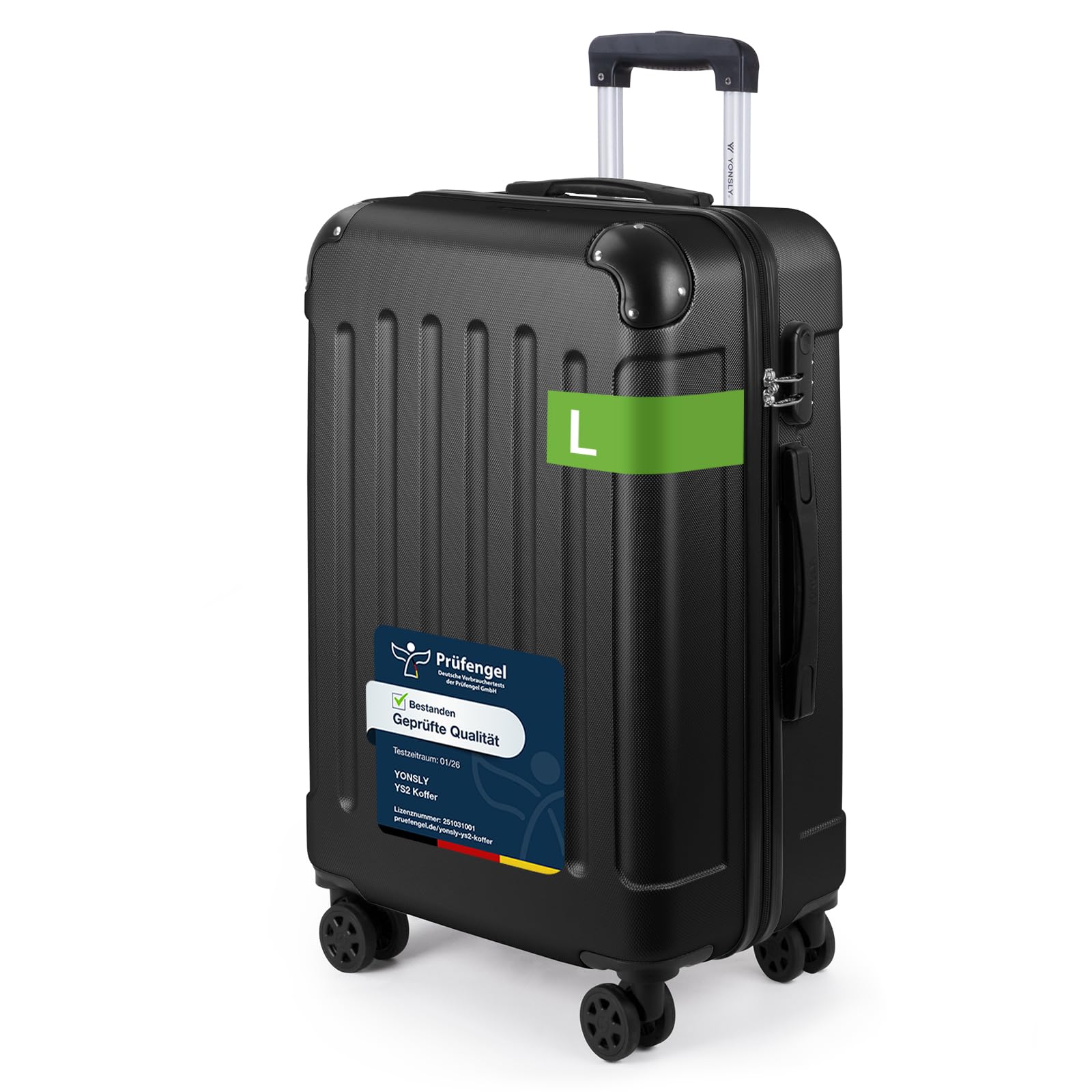 YONSLY Trolley Koffer Set, Reisekoffer, Rollkoffer Handgepäck, Kabinkoffer Suitcase, Gepäckset mit 360° Rollen, Hartschalenreisekoffer, Zahlenschloss, Gummigriff