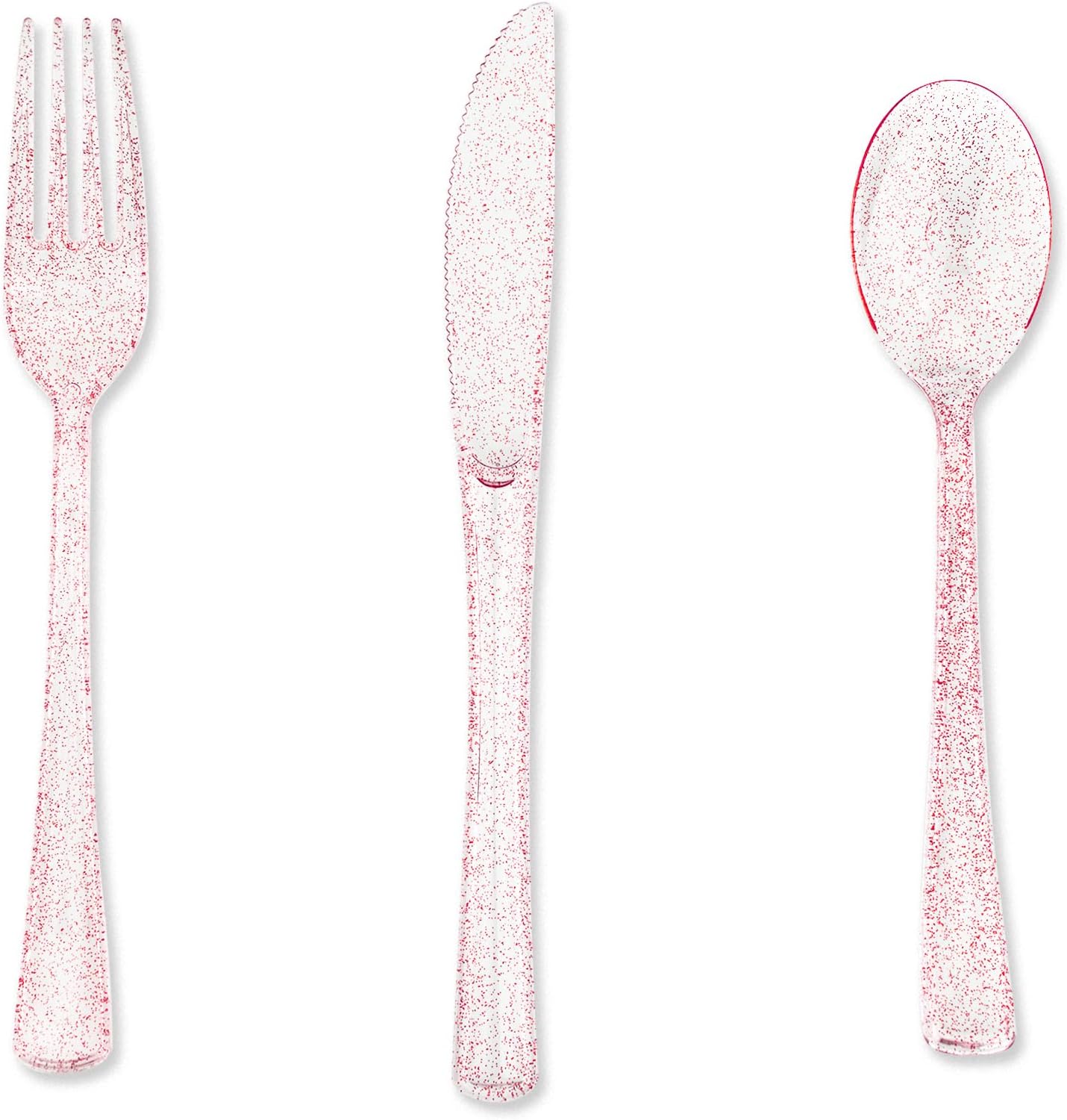 hapray 180PCS Rose Gold Plastic Silverware Set, Disposable Glitter Gold Cutlery, Flatware Set, 60 Forks, 60 Spoons, 60 Knives, Valentine's day Fancy Party Utensils