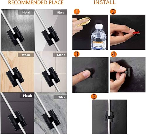 Miniatura 5 de 50 clips de cable autoadhesivos 3M para gestión de cables fuertes, organizador de cables, abrazadera de escritorio, para oficina, hogar, mesas de