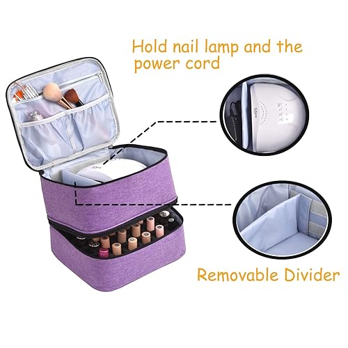 Miniatura 2 de Organizador de esmalte de uñas, capacidad para 30 botellas y lámpara de uñas, organizadores de uñas de doble capa y almacenamiento, bolsa de esmalte