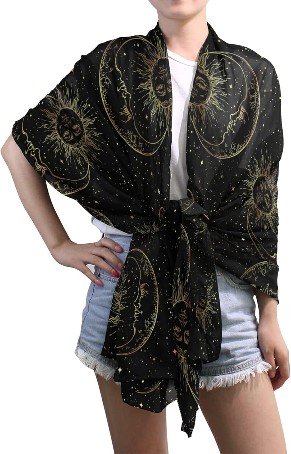 Women Long Silk Scarf, Satin Shawl Chiffon Large Stole Headscarf Sunscreen Wrap - Image 5