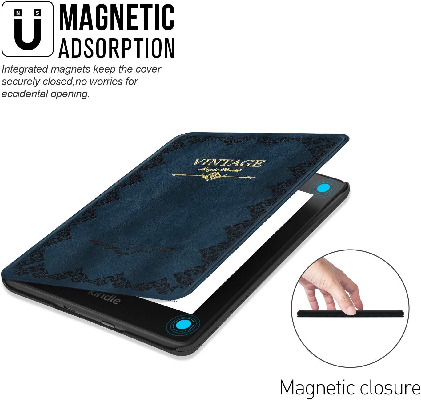 Ayotu Magic Book Series Case for Kindle Paperwhite 2018 - PU Leather Smart Cover with Auto Wake/Sleep - Fits Amazon All Kindle Paperwhite Leather Cover (10th Generation-2018),K10 Retro Blue