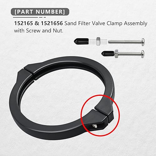 Miniatura 2 de Vsttar Parte # 152165 y 1521656, conjunto de abrazadera de válvula de filtro de arena de 1-12 pulgadas con reemplazo de tornillo y tuerca, se adapta