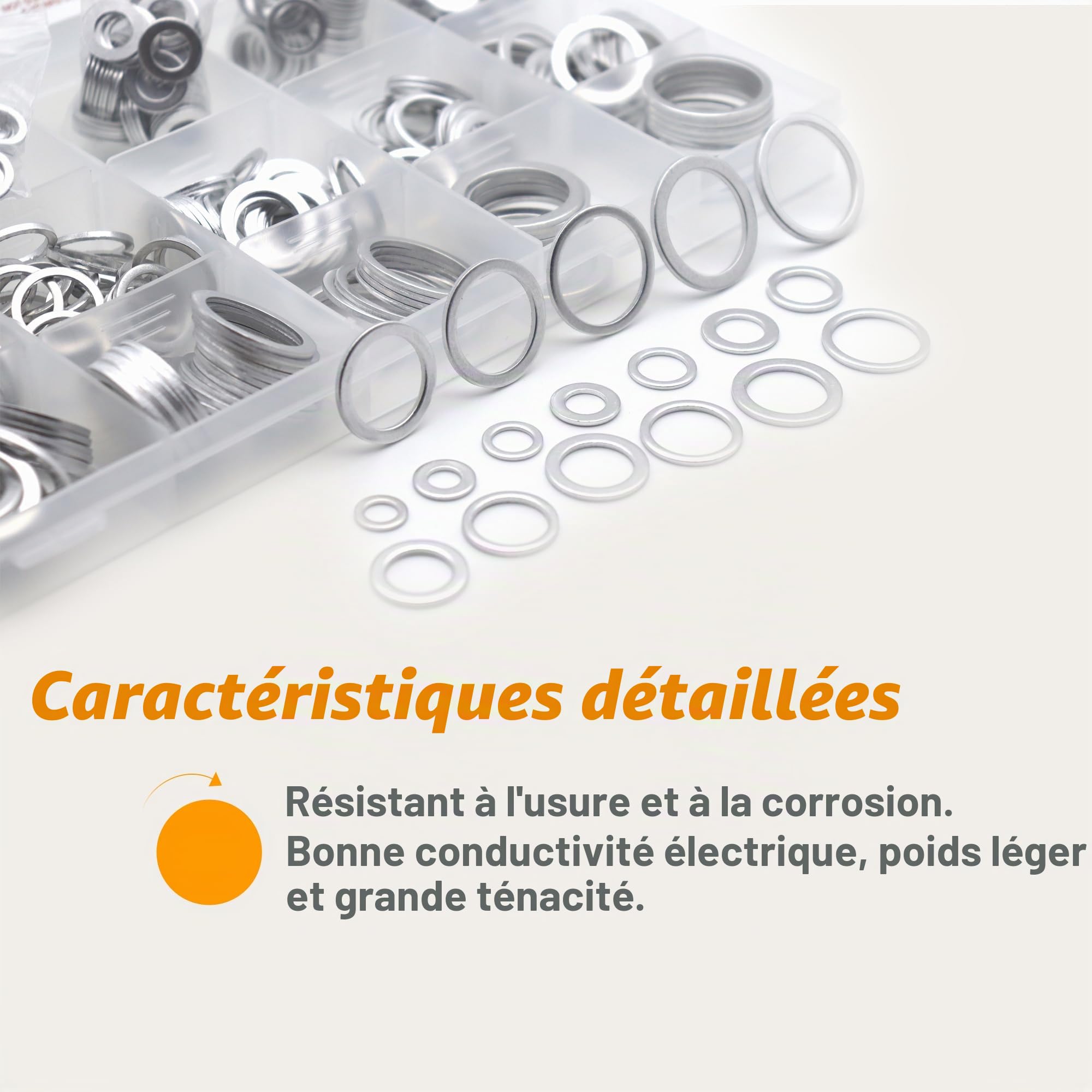 DIYoung Assortiment de 540 Bagues D'étanchéité en Aluminium, Joints Métriques, Joints de Vidange D'huile, 18 Tailles pour Réparation Hydraulique de Voitures, Atelier de Plomberie (M6 - M24)