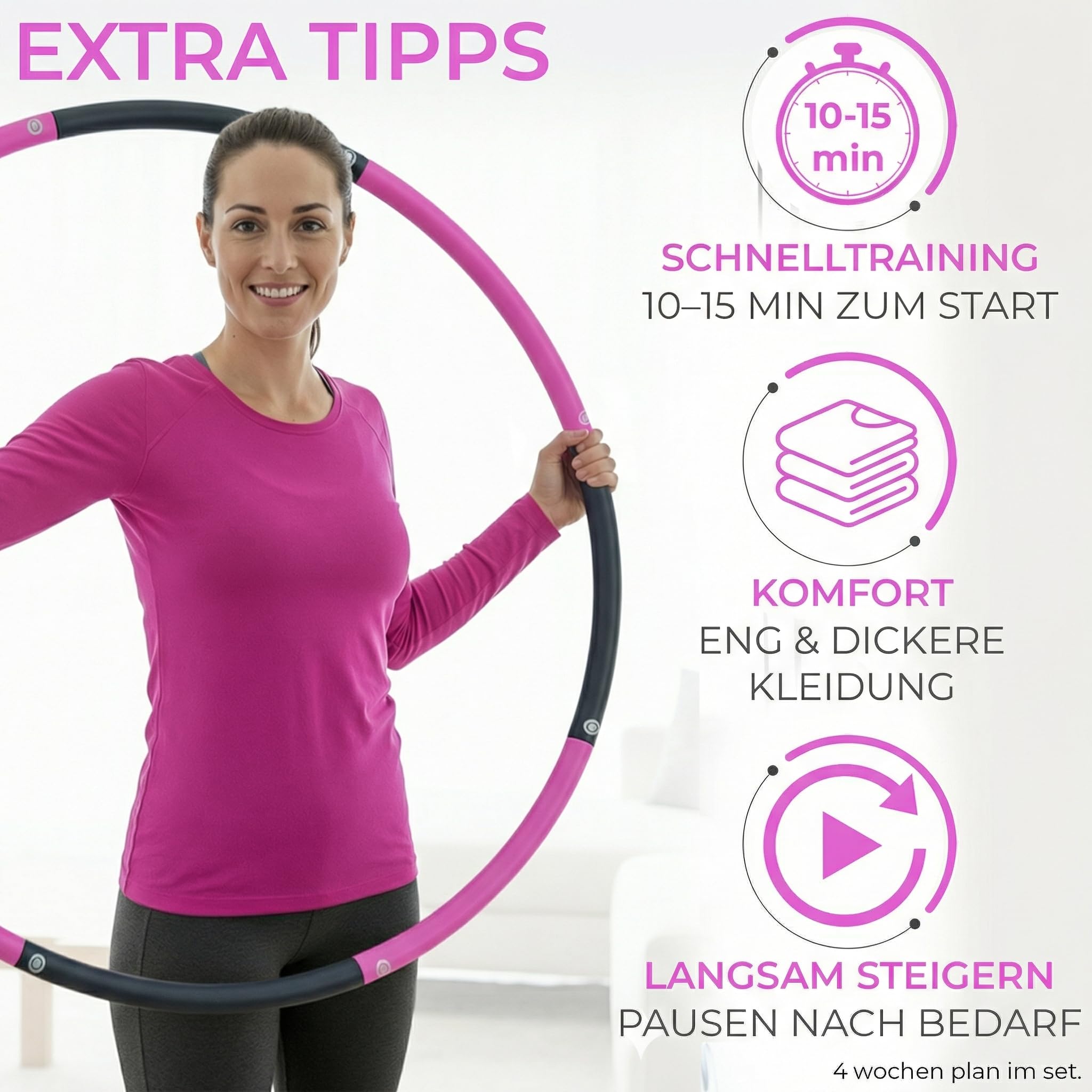 Hula Hoop Reifen Erwachsene [1,2 kg / 1,5 kg] - Größenverstellbar & Stabil - Fitness Reifen zum Abnehmen (Ohne Wellen) - Weicher NBR Schaumstoff für Anfänger & Fortgeschrittene