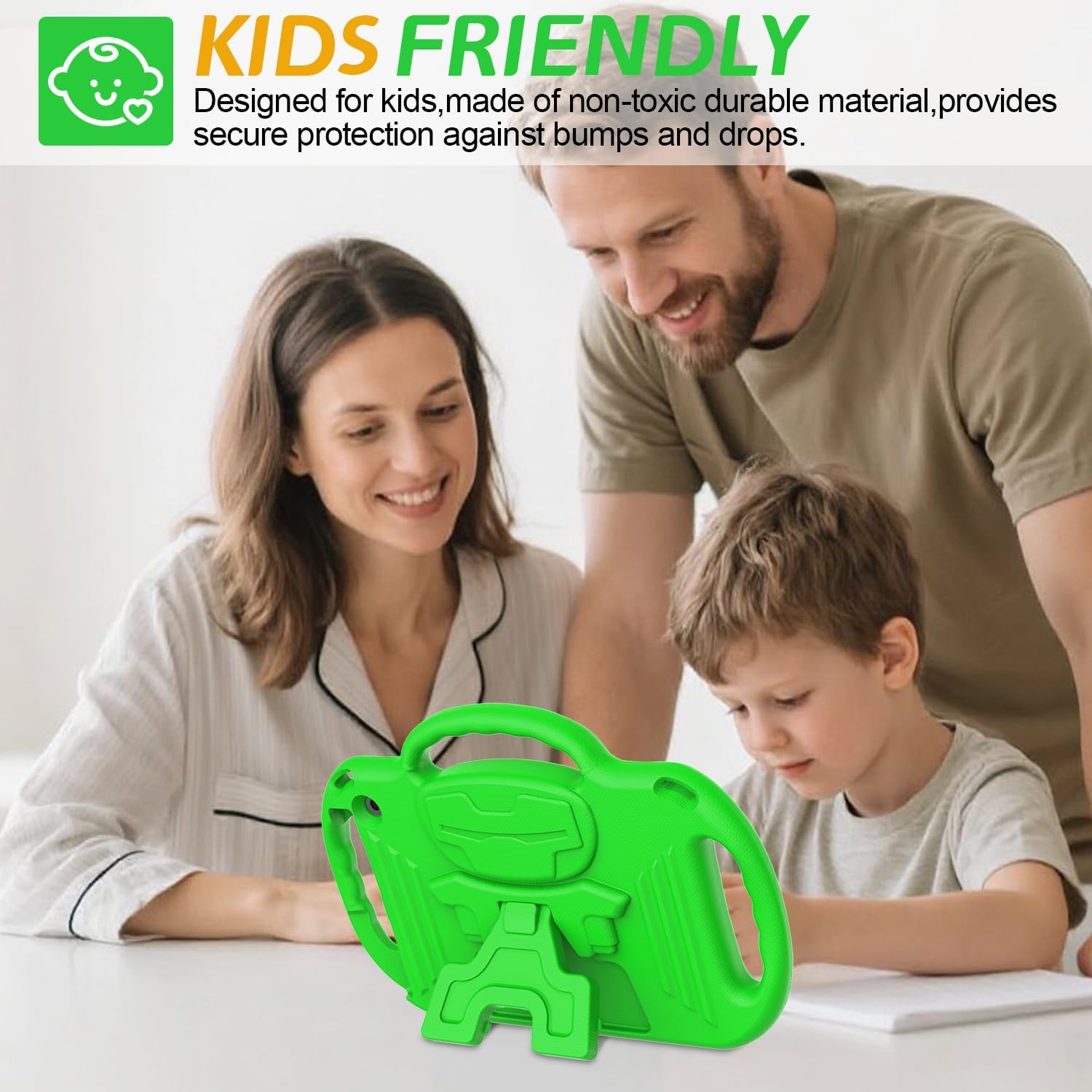 AVAWO Kids Case for 10-inch Tablet with Shoulder Strap, Lightweight Shockproof Handle Cover for 10" Tablet(Not for Other Tablet), Spring Green