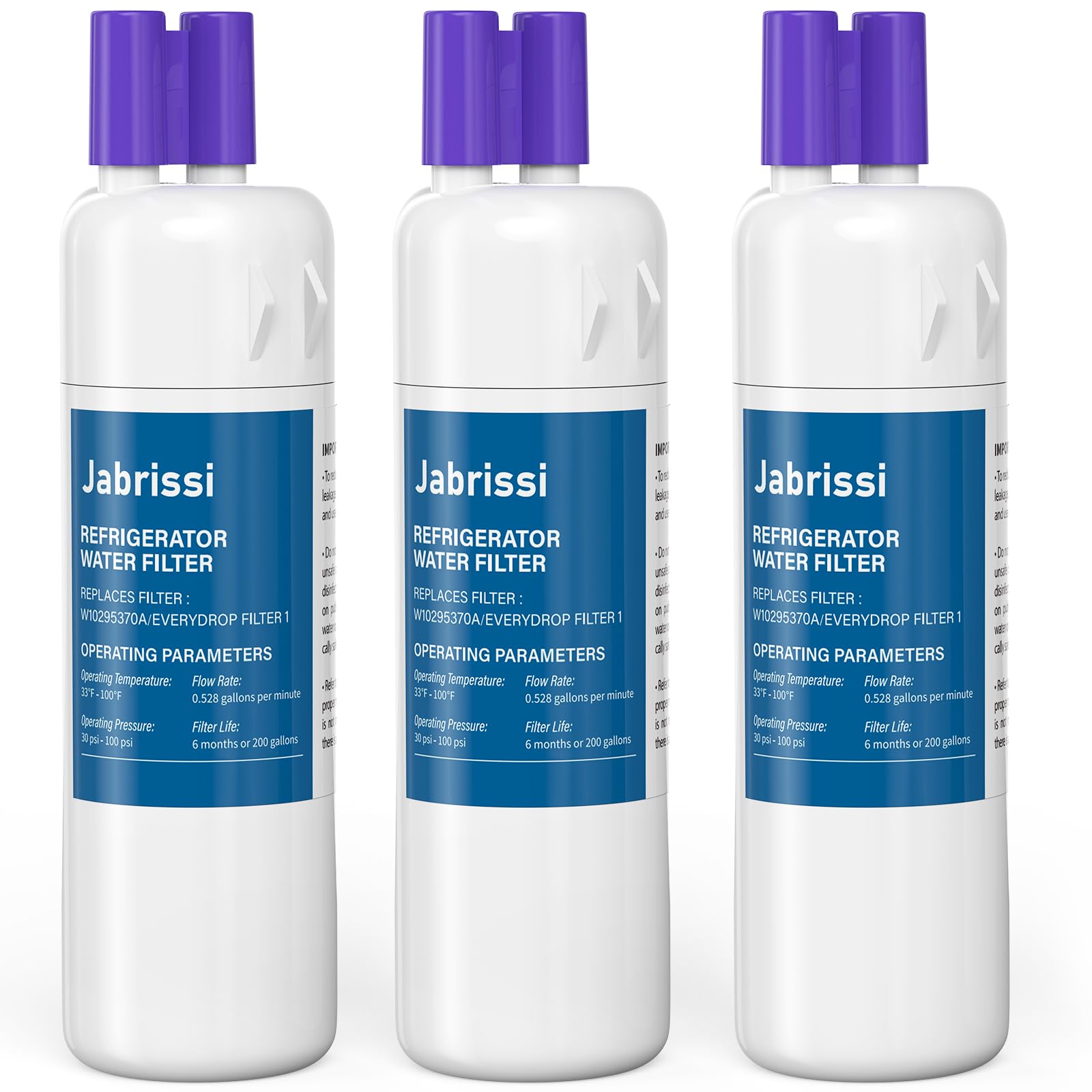 Filtre à eau frigo Whirlpool W10295370 lot de 3 pour remplacer le modèle Filter 1