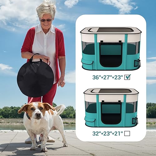 Miniatura 4 de Corralito plegable para mascotas, 35.4 in* 35.4 in, impermeable, portátil, jaula para perros y gatos, tienda de campaña de ejercicio para mascotas,