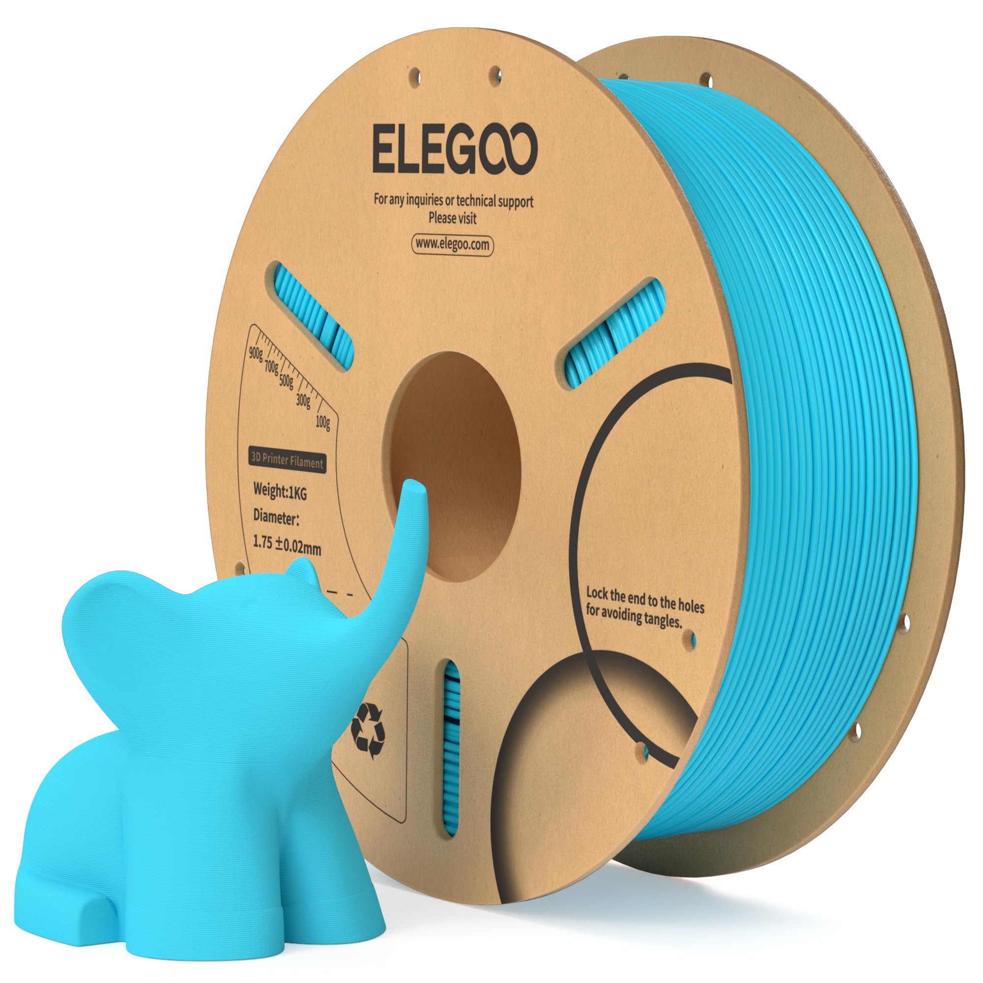 ELEGOO Filamento PLA 1.75mm Blu Cielo 1KG, Filamento per Stampante 3D, Precisione Dimensionale +/- 0.02mm, Filamento per La Maggior Parte delle Stampanti 3D