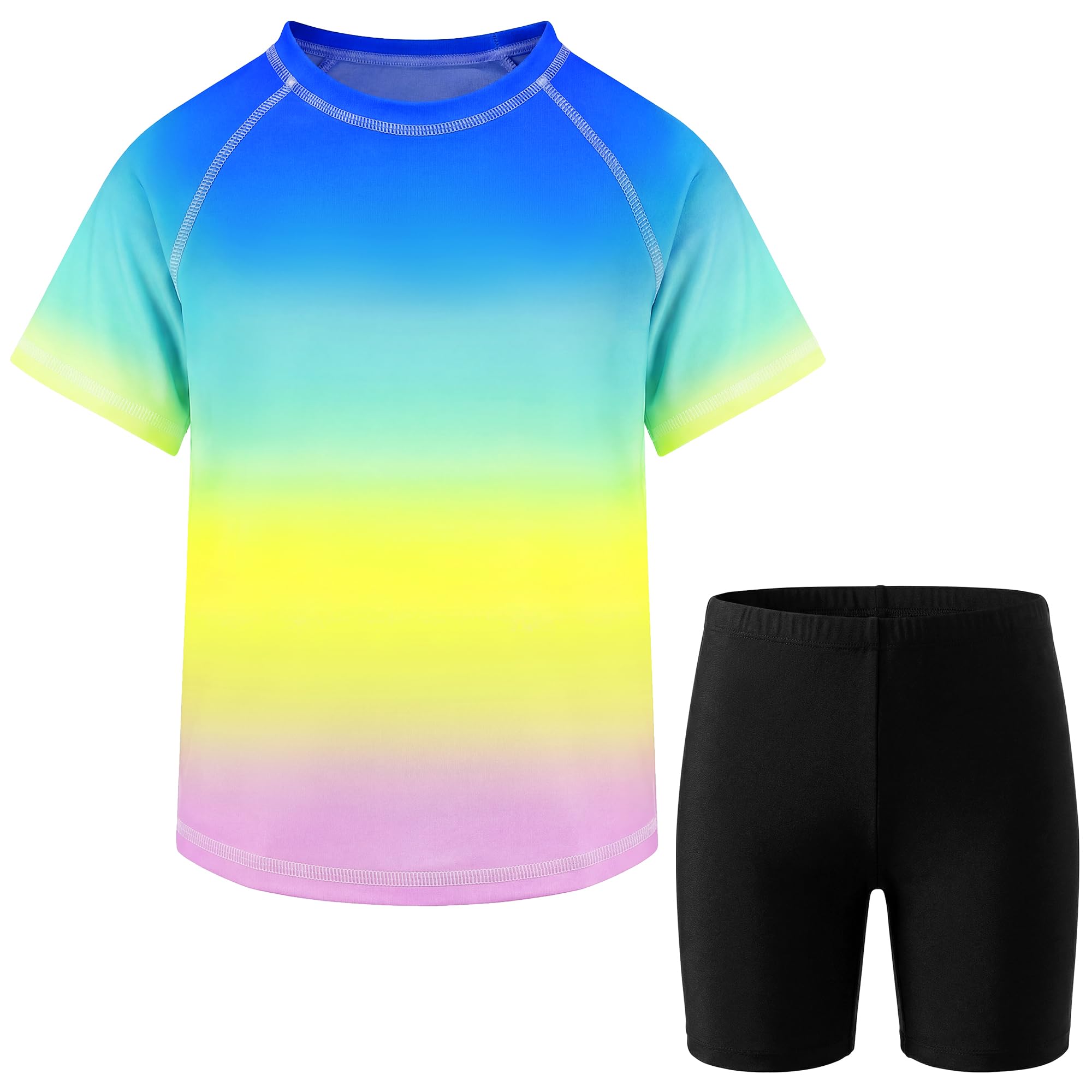 Tokeya Conjunto Traje de Baño para Niños 2 Piezas Protección UV Camiseta Manga Corta y Bañador Natación, Secado Rápido Transpirable Ropa de Baño Conjunto Piscina Playa Surf para Infantil 3-11 Años