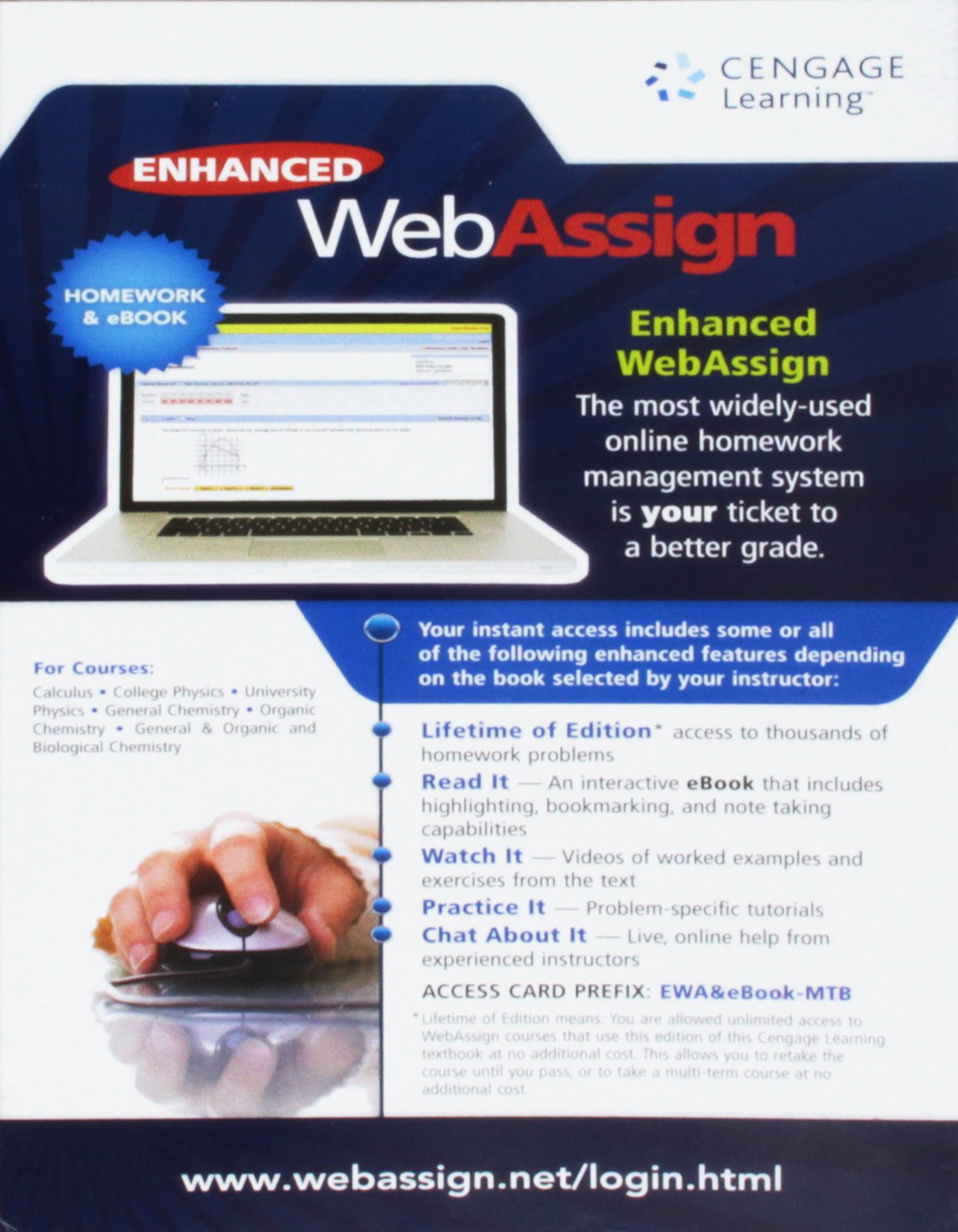 Enhanced WebAssign Homework and eBook LOE Printed Access Card for Multi Term Math and Science