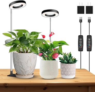 Kullsinss 3.5in Halo Plant Lights for Indoor Growing, 48 LEDs Full Spectrum