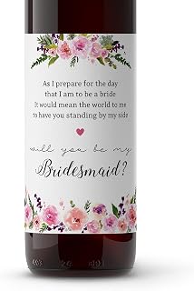 ● SET of 8 ● SET Includes 6 Will You Be My BRIDESMAID Wine Labels + 1 MAID of HONOR Label + 1 MATRON of HONOR Label, Wedding Party Bridal Party Ask, Bridesmaid Proposal, Bridesmaid Gift Box A140-ASK-8