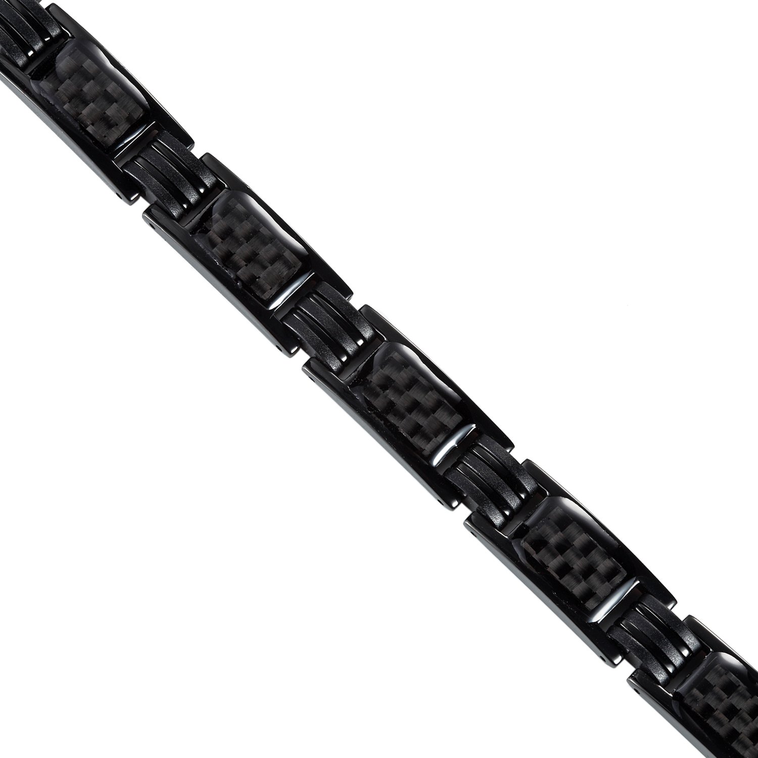 Urban-Jewelry - Bracciale rigido da uomo in titanio con maglia magnetica in fibra di carbonio, lunghezza 22 cm (nero).