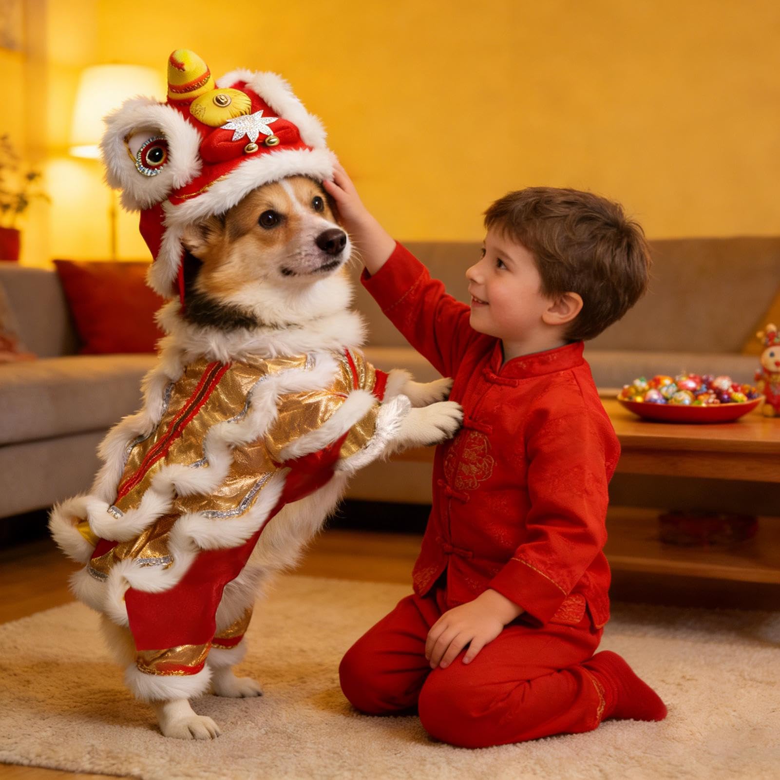 Vestito Per Gatto Danza Del Leone - Abbigliamento Per Cuccioli Travestimenti | Abbigliamento Da Cani Capodanno,Per Feste Tema Carnevale Raduni Famiglia Capodanno Cinese Giardino Casa Eventi Sociali