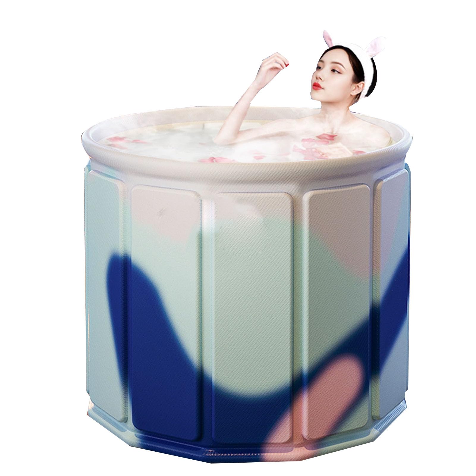 Vasca da Bagno Pieghevole Adulti Vasca da Bagno Portatile Vasche da Bagno Indipendenti per Confortevole Interni Bagno SPA Campeggio All'aperto Doccia Sauna (Pink)