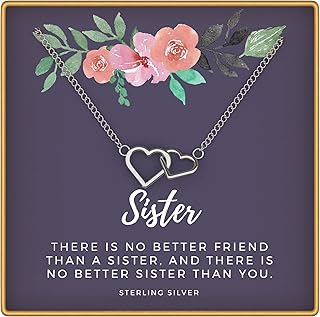 Sister Necklace, 925 Sterling Silver Interlocking Hearts Necklace,Big Sister Gifts, Sister Gifts from Sister, Sister Necklace, Sister Birthday Gifts, Sisters Gifts,Gift for Sister Mothers Day