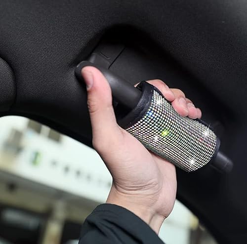 Miniatura 3 de Bling Auto - Funda de seguridad para manija de puerta, almohadillas de guantes de diamantes de cristal, funda de cuero con diamantes de imitación,