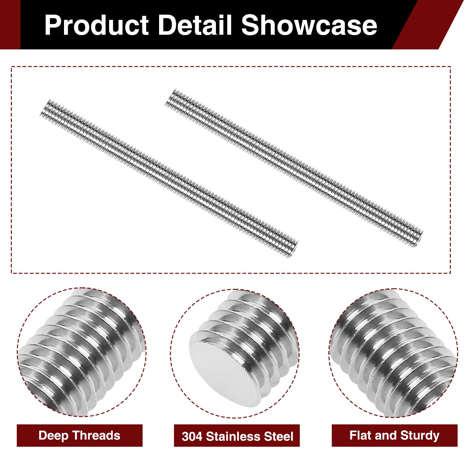 M14x100mm全ねじ棒2本、304ステンレススチール右ねじスタッド、M14-2ピッチオールスレッドバー家具、機械、DIY修理用