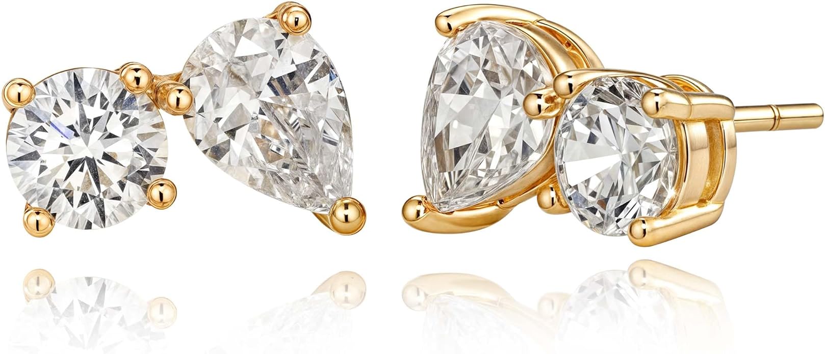 FETTERO Stud Earrings for Women - 14K Gold Plated CZ Hypoallergenic Earrings Studs Dainty Black CZ Leaf Gold Earrings for Women Trendy Statement Jewelry