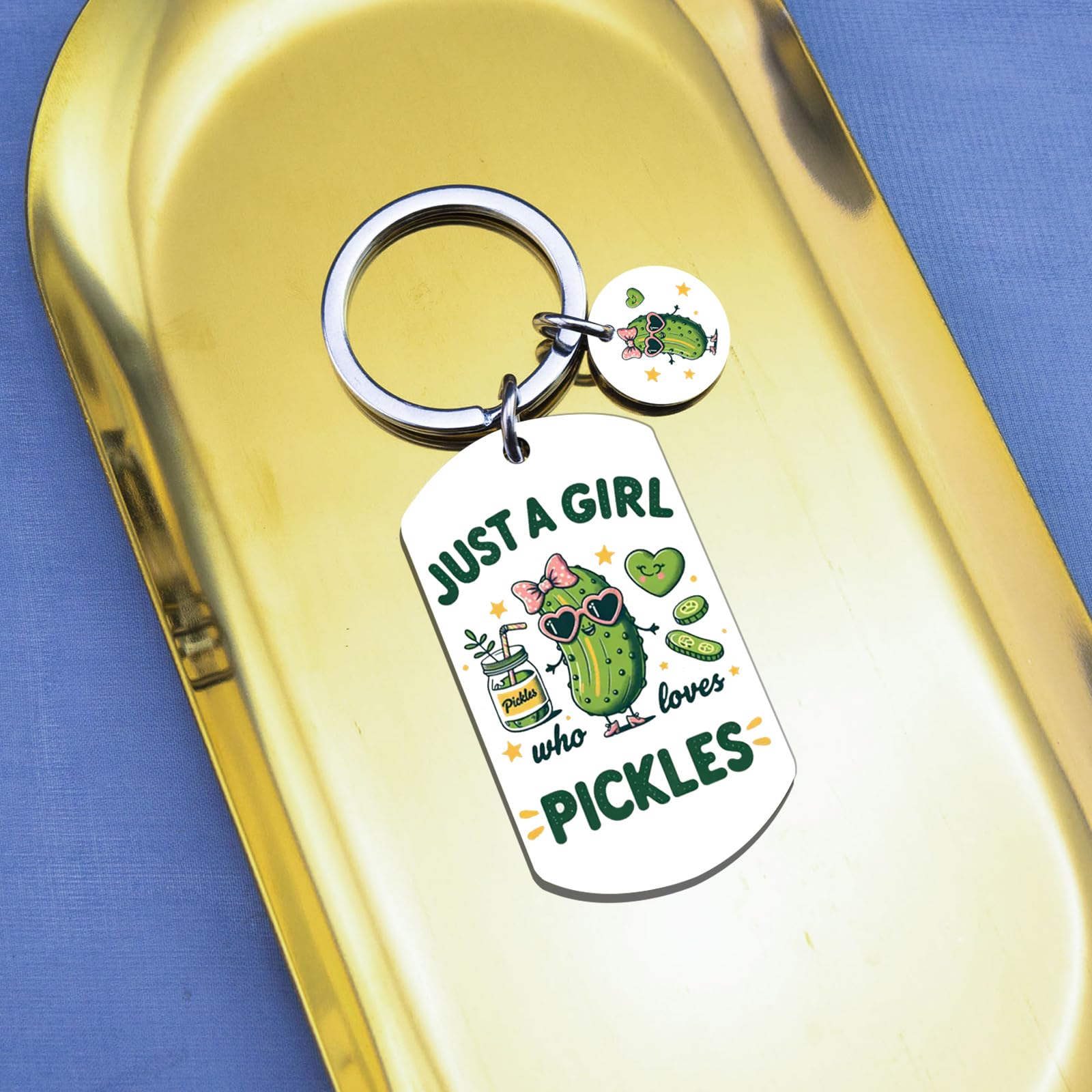 Pickle Gifts for Pickle Lovers Funny Birthday Gifts for Women Just A Girl Who Loves Pickles Keychains Cute Birthday Christmas Thanksgiving Halloween Gag Gift for Woman Accessory