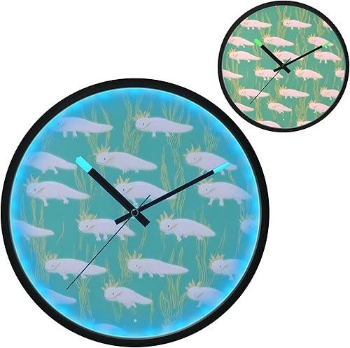 Miniatura 2 de Axolotl Retro 12 Inch Analog Wall Clocks Battery-Operated with Led Lights for Living Room Bedroom Kitchen Office Decor, Battery Not Included