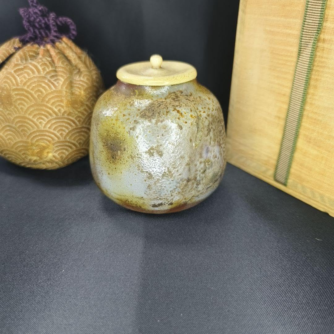 Amazon.co.jp: 茶道具 備前焼 窯変茶入 小西陶古 牙蓋 西陣織仕覆 時代