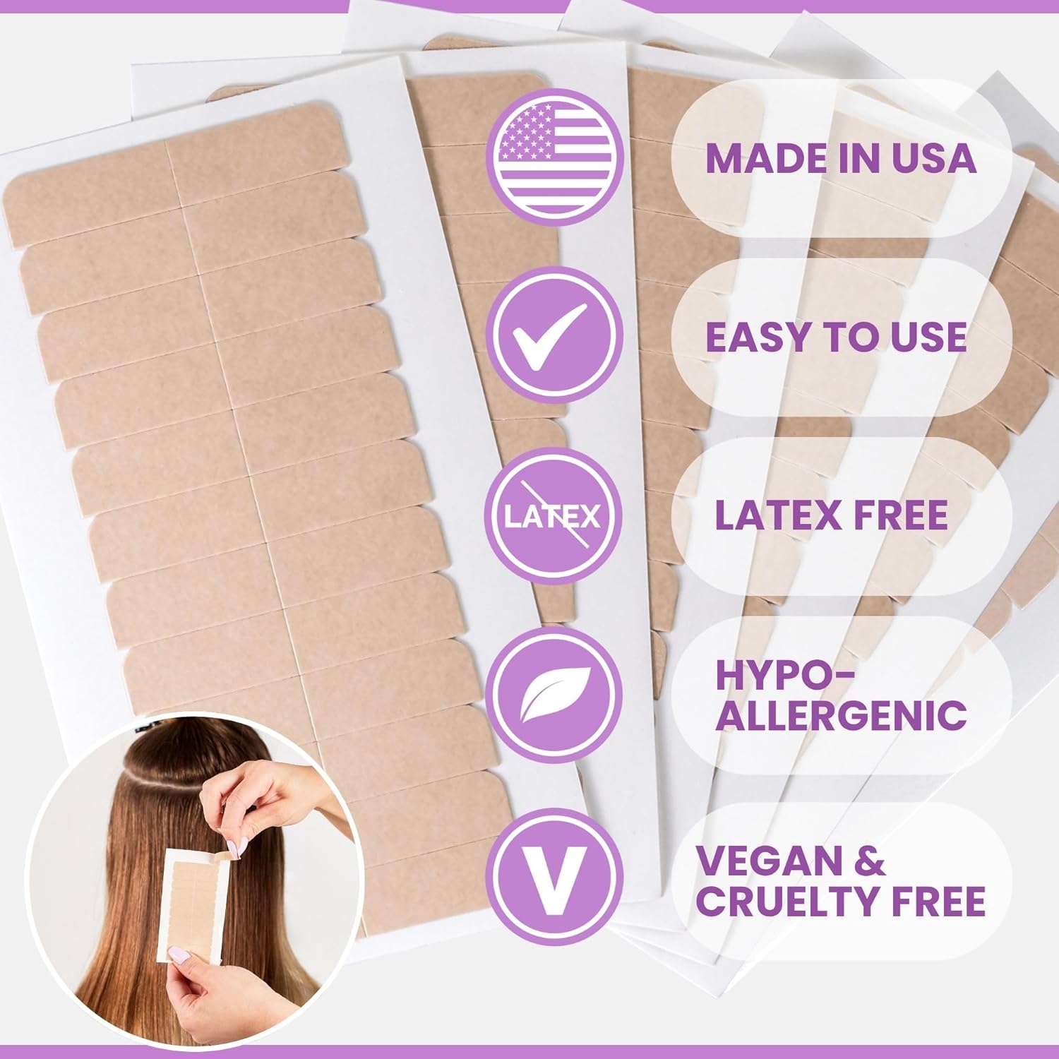 Big Kizzy Hair Extensions Tape Pressing Sealing Tool + 72 Tabs Regular Hold + 72 Tabs Extra Hold 4cm x .8cm Hair Extension Tape. Compatible with Hot Heads, Hairdreams, Babe & Most Other Brands.