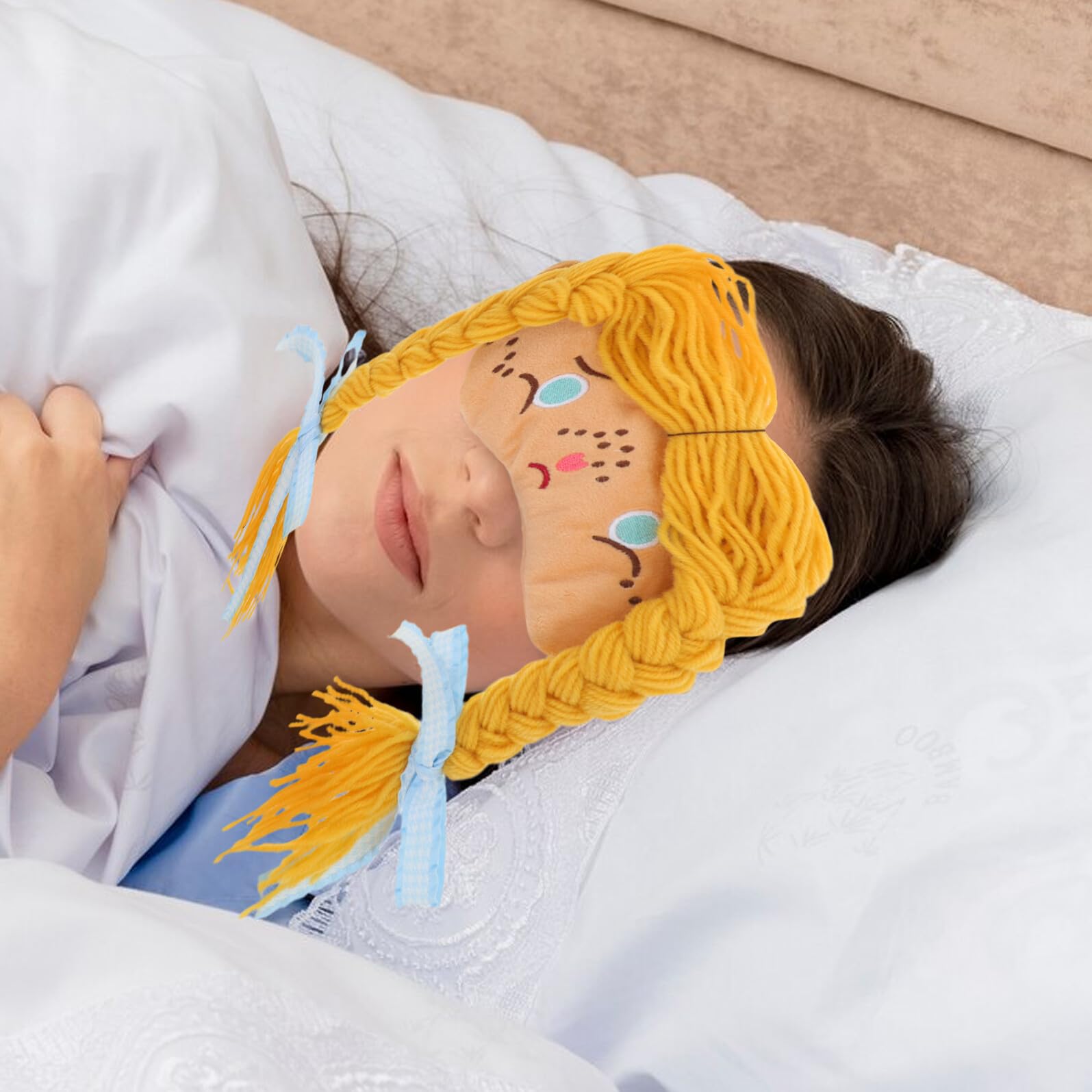 IMIKEYA Masque de Sommeil Occultant pour Filles Motif Cartoon Mignon Tissu Doux et Ajustable Cache-Œil Léger Anti-Lumière pour Sieste Voyage et Relaxation