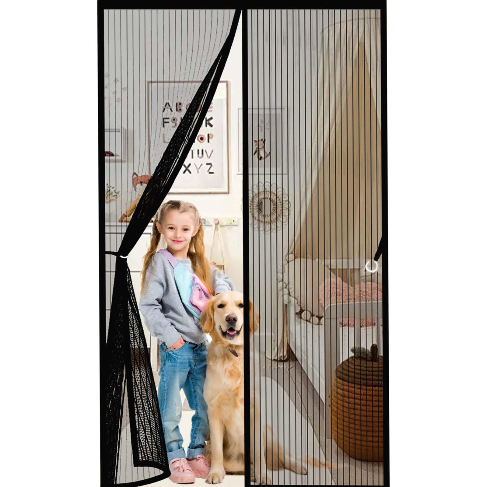 Magnetic Fly Screen for Doors 154x252cm(WidthxHigh) Durable, Keeps Bugs Out, Kid and Pet Friendly Fly Screen Door Mesh Curtain Hundreds of Sizes, Lets Fresh Air in, Black