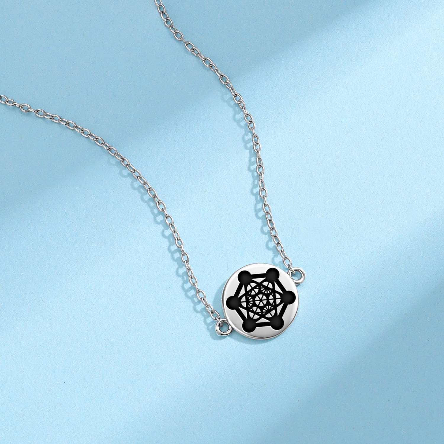 925 Sterling Silver Sacred Geometry Metatron’s Cube Pendant Trendy Jewelry Lobster Clasp Necklaces Birthday Valentines Day Gifts for Girlfriend Wife Women 19.6 inches