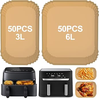 Airfryer Baking Paper 6L/3L for Philips Airfryer Dual Basket 3000/5000 Series Hot Air Fryer Baking Paper for Tefal 5.2L/3.1L 
