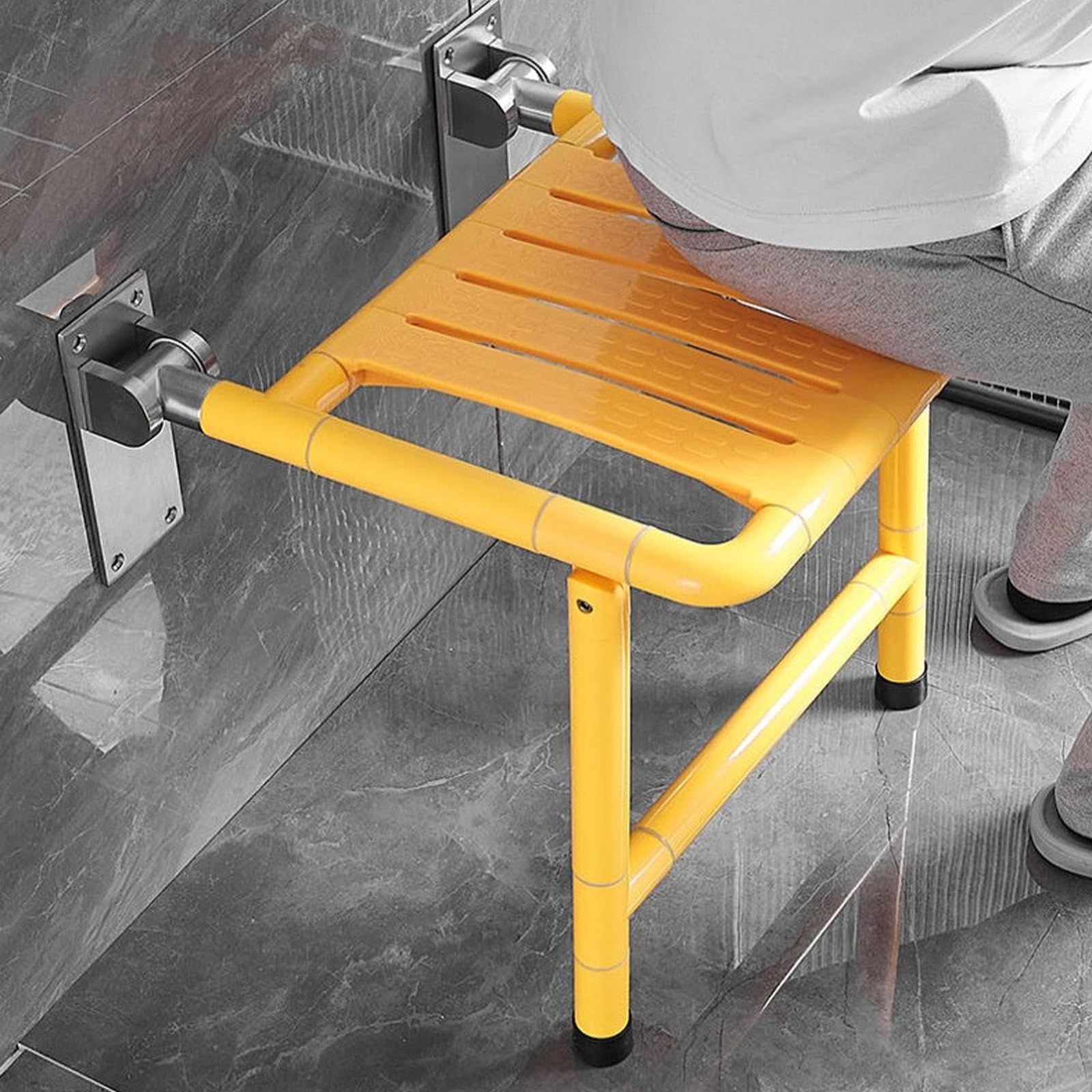 Asiento Ducha Plegable Pared Montada,Silla de Ducha Plegable para Montaje en Pared,Silla Abatible Ducha Montado en la Pared,Taburete Baño Banqueta Ducha Personas Mayores Minusvalidos Adultos