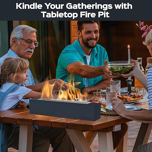 Miniatura 5 de Hoguera de mesa, hoguera de mesa para interiores y exteriores, rectangular de etanol sin humo, fogata portátil de escritorio, cuenco de hormigón,
