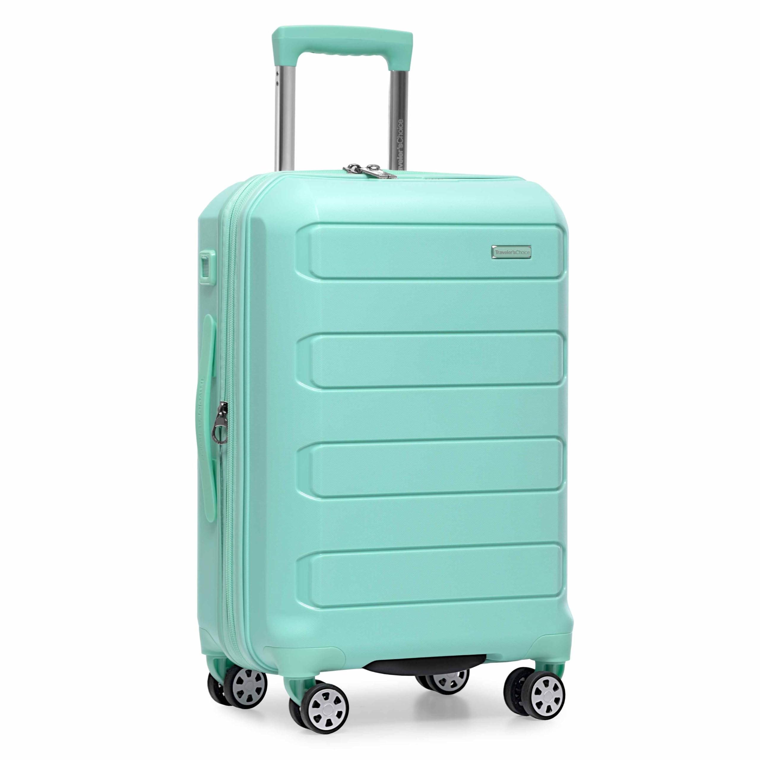 Pagosa Indestructible Hardshell Expandable Spinner Luggage, Mint, 22-Inch Carry-on