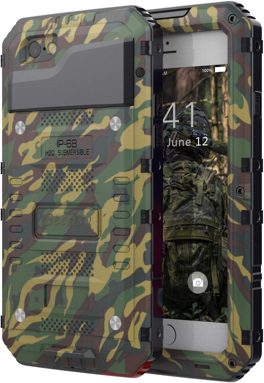 Beeasy Shockproof Case for iPhone 6/6S,Waterproof 360 Full Body Protective Cover Heavy Duty with Screen,Impact Strong,Dustproof Tough Metal Bumper Military Defender Outdoor, Camouflage