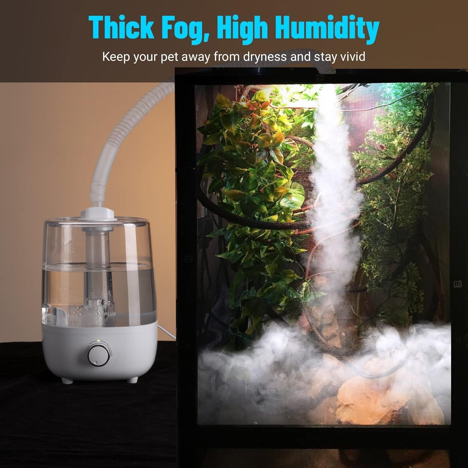 INKBIRDPLUS Humidificador para Reptiles, Nebulizador para Aumentar la Humedad, Humidificador Silencioso para Anfibios de Reptiles, Plantas Húmedas con 4L Gran Capacidad