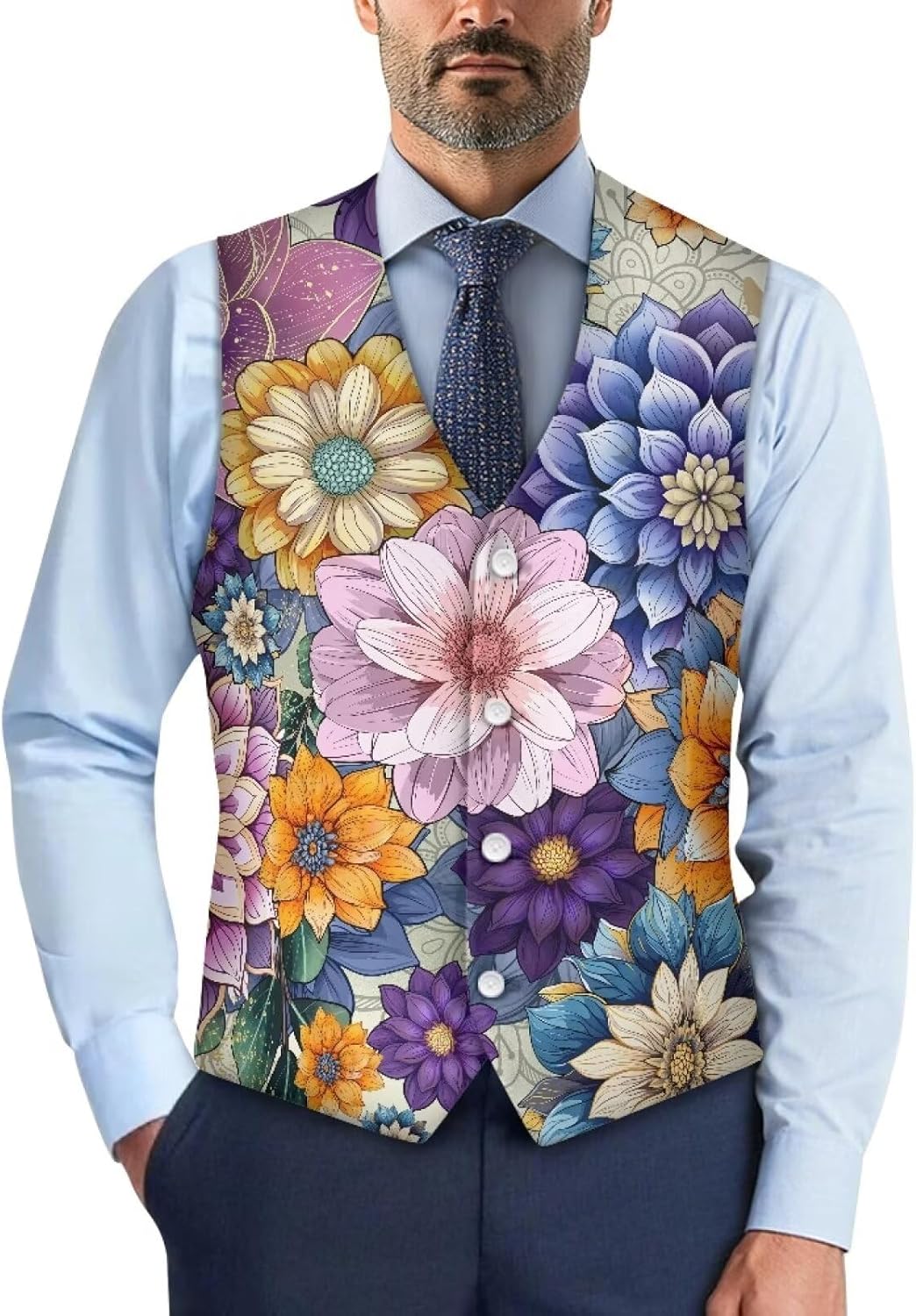 Men's Herringbone Suit Vests Wedding Business Dress Waistcoat Vest with Buttons