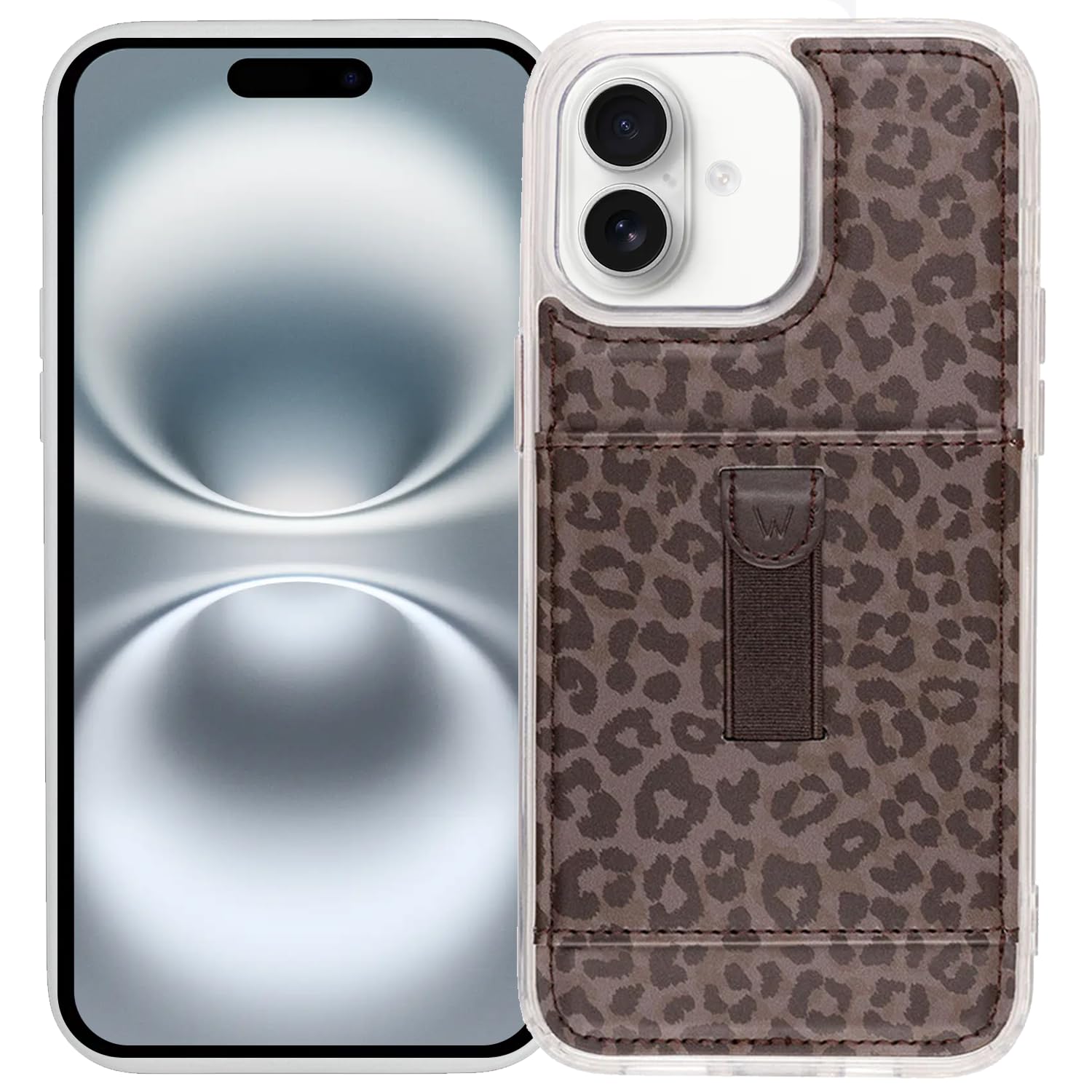 WALLI CASES Custodia per iPhone 16 Plus, custodia per telefono con porta carte di credito e cinturino per le dita, custodia sportiva in pelle vegana, custodia a portafoglio per iPhone, custodia