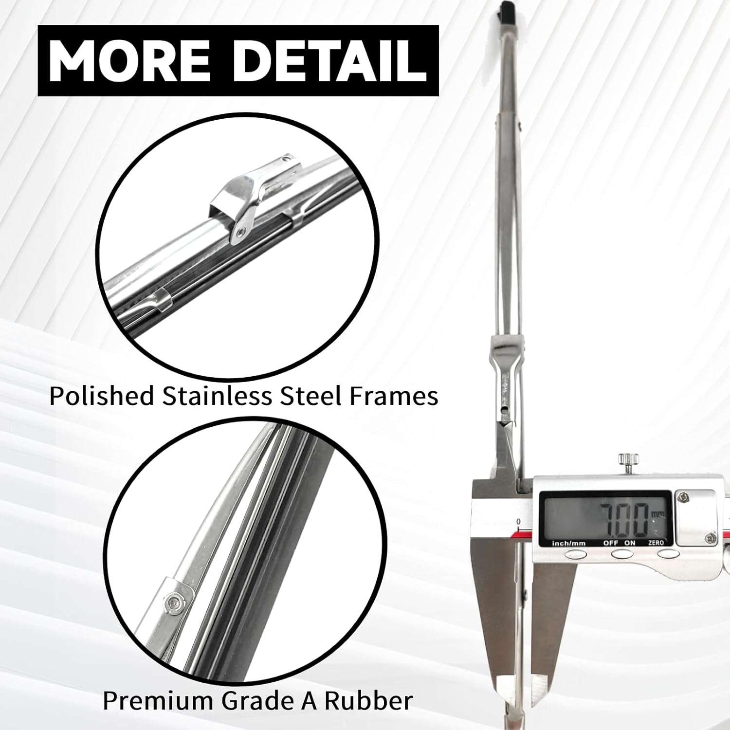 15" and 15" Classic Silver Wiper Blades (Pack of 2), 7mm Bayonet (Wiper Arm) Width for Classic Cars/Boat, Polished Stainless Steel Bayonet Type Wiper Blades, Vintage-Style