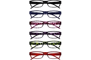 OPULIZE Reading Glasses 6 Pack Classic Everyday Frame with Spring Hinge