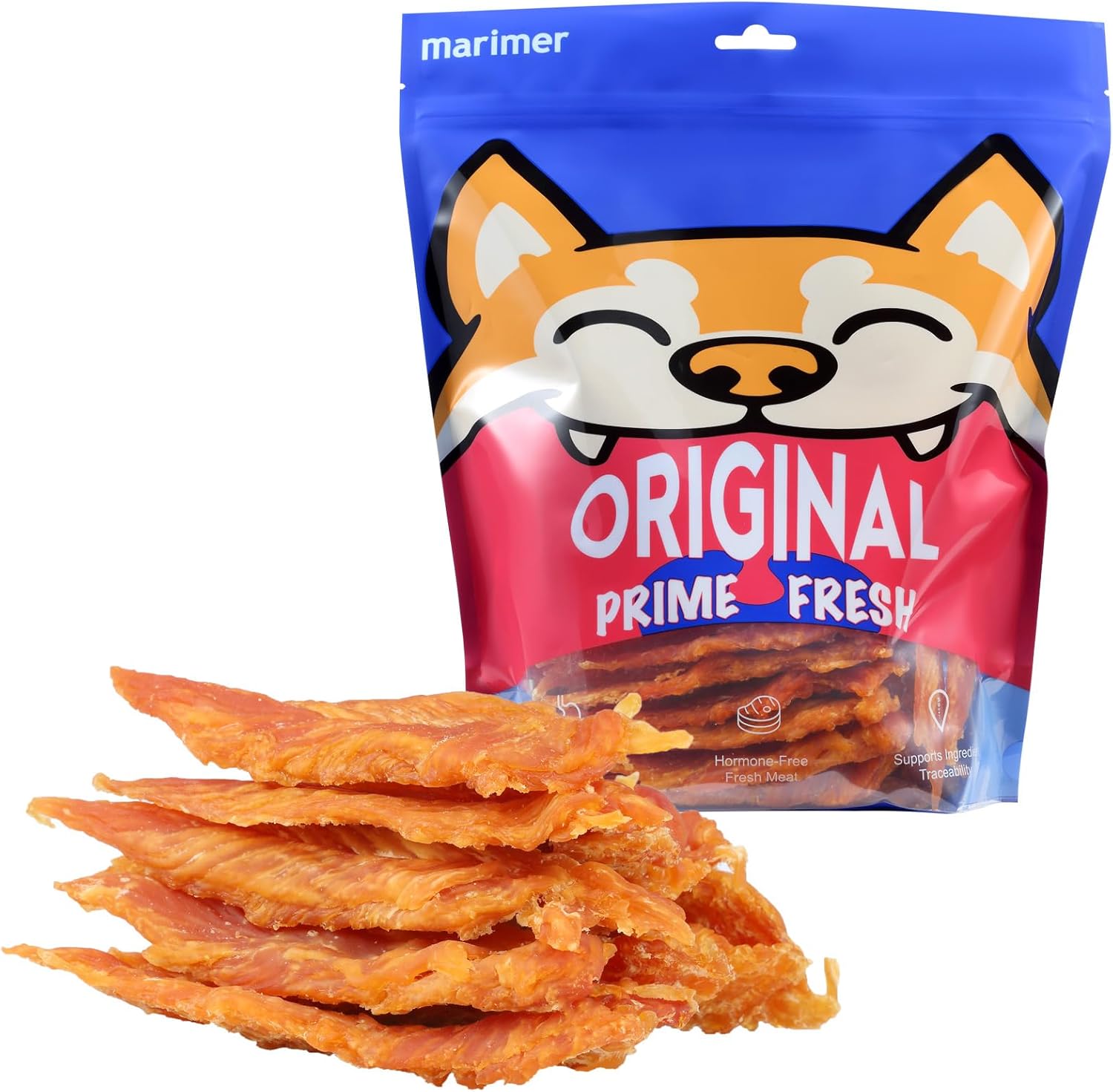 Marimer Premium Chicken Jerky Dog Treats, 32 oz (2 lb) – Made from Whole Real Chicken Strips, High-Protein Low-Fat Natural Chews for All Dogs, Healthy, Delicious & Long-Lasting