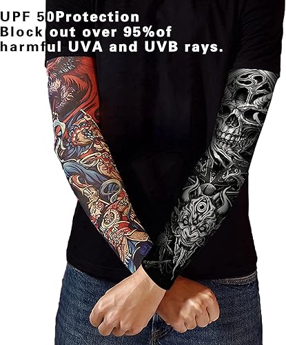 Miniatura 5 de AHXN Mangas de brazo de protección solar UV para hombres y mujeres-UPF 50 deportes de compresión manga de enfriamiento-Único regalo de manga de