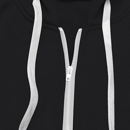 Miniatura 5 de Sudaderas con capucha para mujer, con cremallera, hasta la rodilla, a la moda, casuales, de manga larga, cómodas, para otoño, con bolsillo