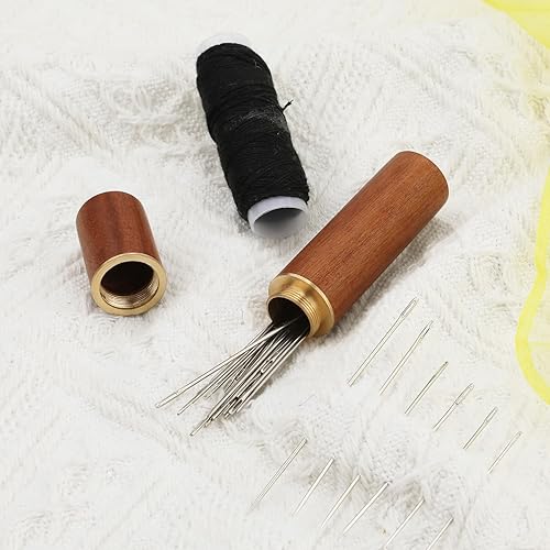 Miniatura 4 de 25 agujas de coser grandes, 5 tamaños, agujas de bordar, agujas de hilo, agujas de acolchado con estuche de aguja de madera, aguja de lana de acero