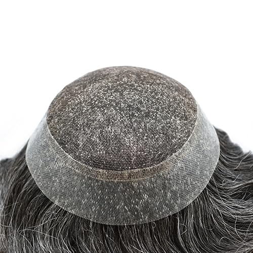 Miniatura 5 de Tupé para hombres, pieza de cabello humano real, tupé suave suizo de encaje transparente, sistema de reemplazo de cabello de polietileno para