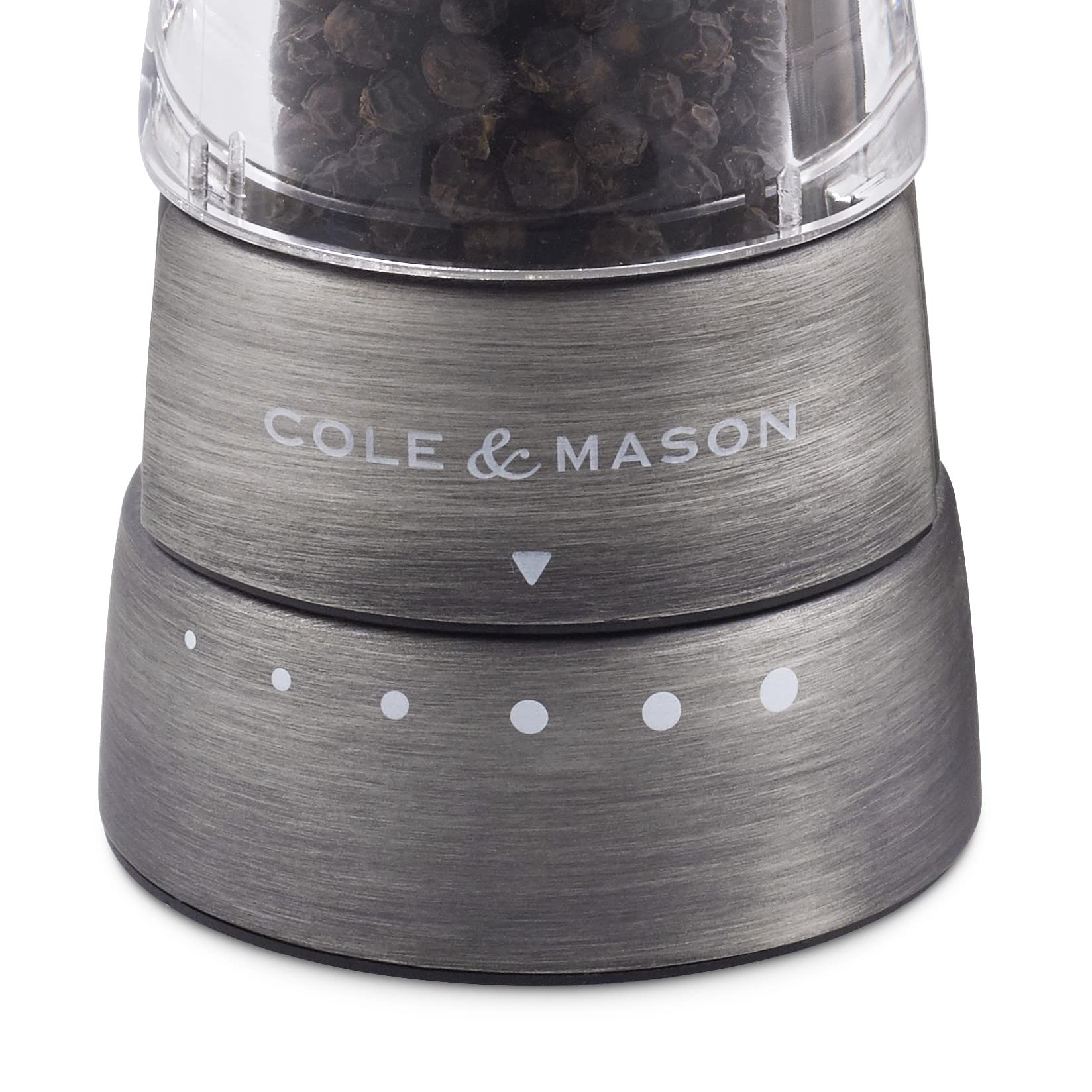 Cole & Mason H332028 Derwent Titan Salz und Pfeffer Mühle, 2er Set Manuell, Edelstahl/Acryl, 190mm, Precision+, Geschenkset